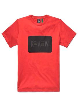 Camiseta G Star Raw granate con cuadro negro