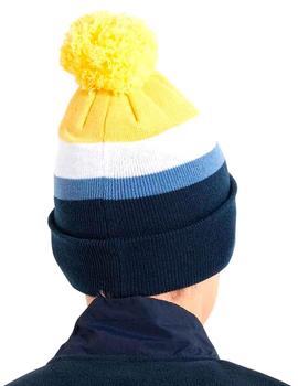 Gorro Ellesse con pompón amarillo, blanco y azul