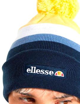 Gorro Ellesse con pompón amarillo, blanco y azul