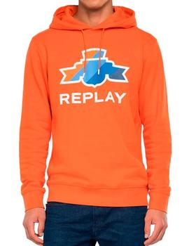 Sudadera algodón Replay Jeans naranja para hombre