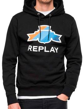 Sudadera de capucha Replay negra para hombre