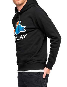 Sudadera de capucha Replay negra para hombre