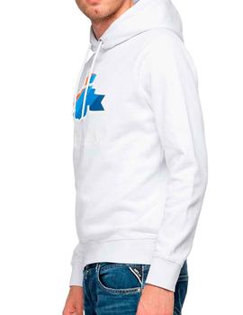 Sudadera blanca Replay con capucha para hombre