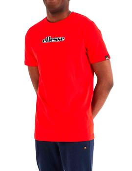 Camiseta roja Ellesse Siebaro con letras abultadas