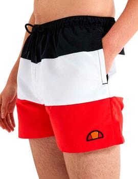 Bañador Ellesse Cielo Swim Short negro, blanco y rojo