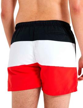 Bañador Ellesse Cielo Swim Short negro, blanco y rojo