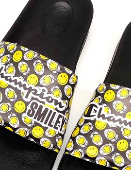 Chanclas Champion Smiley negras para hombre