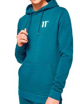 Sudadera lisa 11 Degrees con capucha azul para hombre