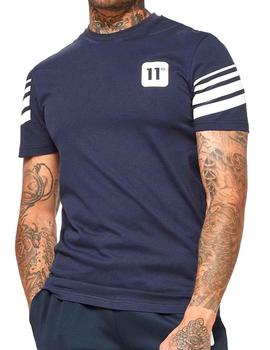 Camiseta 11 Degrees azul marino con franjas en las mangas