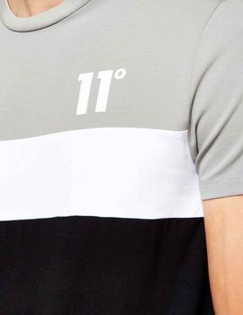 Camiseta gris 11 Degrees combinada a 3 colores para hombre