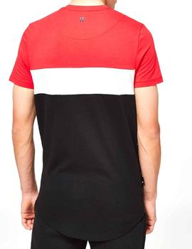Camiseta 11 Degrees Triple Panel roja, gris y negra