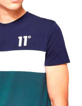 Camiseta de marca 11 Degrees a rayas azules para hombre