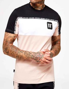 Camiseta rosa, blanca y negra 11 Degrees para hombre