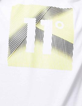 Camiseta blanca 11 Degrees con logo degradado en relieve