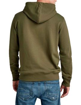 Sudadera capucha G Star Raw verde oliva con logo