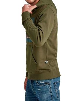 Sudadera capucha G Star Raw verde oliva con logo