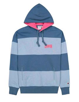 Sudadera de rayas con capucha rosa Champion hombre