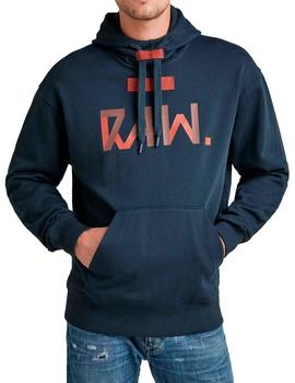 Sudadera con capucha Raw azul marino para hombre