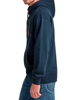 Sudadera con capucha Raw azul marino para hombre