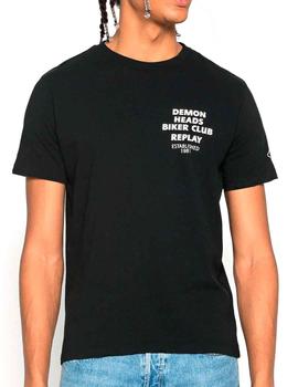 Camiseta Replay Biker Club negra para hombre