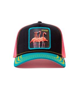 Gorra flamingos Goorin Bros negra y rosa florescente