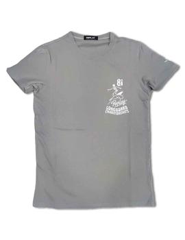 Camiseta Replay gris con estampado surfero